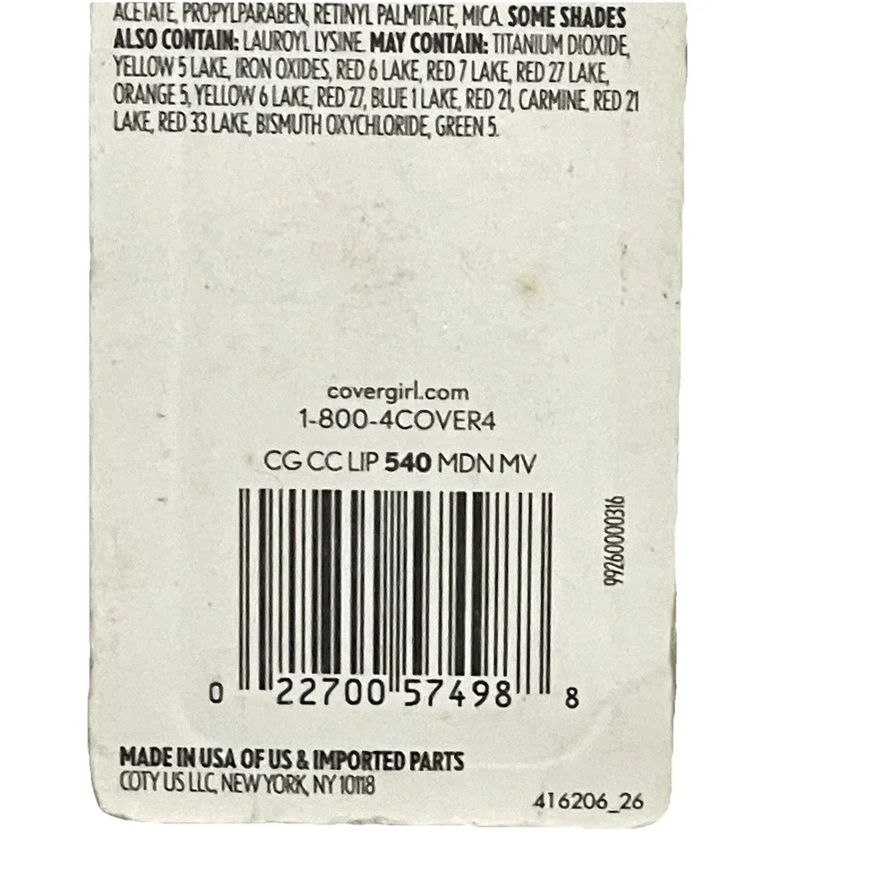 Vintage CoverGirl Continuous Color Lipstick Midnight‎ Mauve 540 New Discontinued